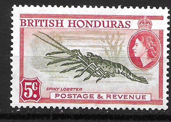 Alle Briefmarken: Brit. Honduras 1953: Kariben-Languste – Gebraucht aus Zürich von Rainstamps