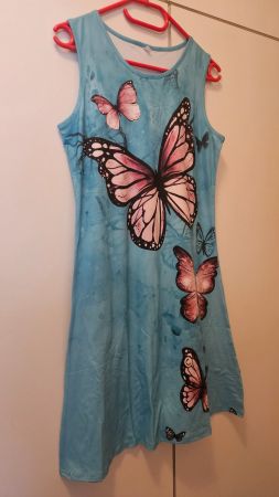 Vestito azzurro farfalle tg.M poliestere