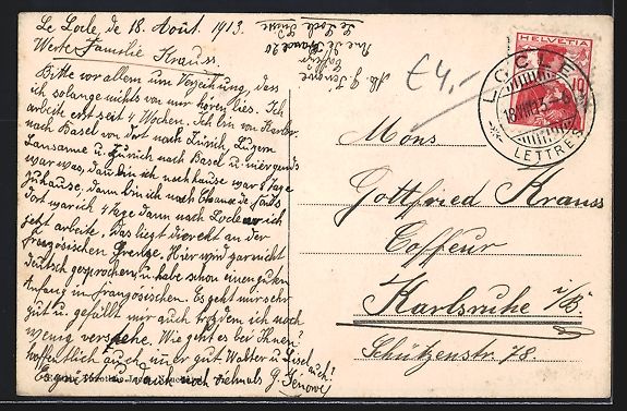 Cartoline postali: AK Le Locle, Vue Générale, 1913 – Usato da Berlin venduto da bartko-reher 1