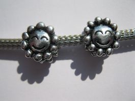 2 Metallperlen, Beads, Grosslochperlen Sonne