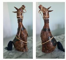 Antiker Weindekanter Pferd Leder 1950 handgemacht Italy