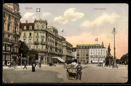 AK Zürich, Bahnhofplatz mit Hotel Royal