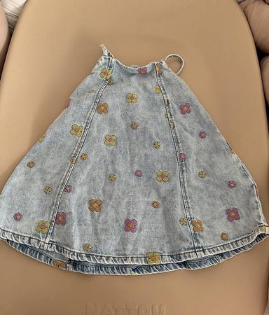 ZARA Baby Jeanskleid mit Blumen  Grösse 86