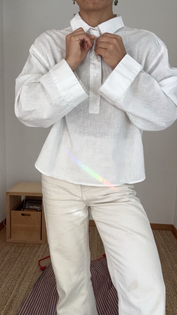 H&M Camicette: H&M Bluse Leinen weiss Langarm S – Usato da Bern venduto da wisemagpie 2