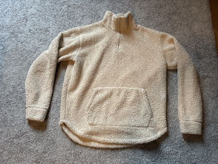 Zara Fleece Pullover Beige Half-Zip Size S