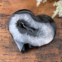 ✲ Schwarzes Achat Quarz Herz ✲ 97g /76mm Black Agate Heart