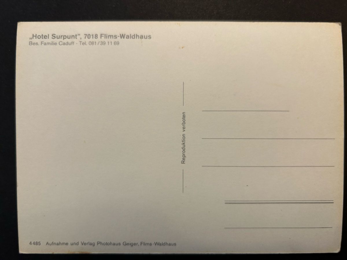 Cartoline postali: Flims-Waldhaus Hotel Surpunt – Usato da Fanas venduto da Alessio11 1
