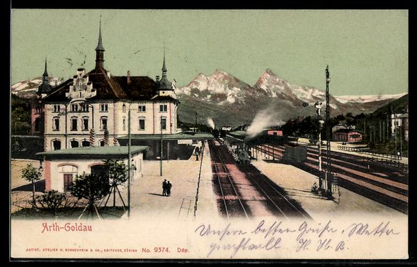 Cartoline postali: AK Arth-Goldau, Bahnhof – Usato da Berlin venduto da bartko-reher
