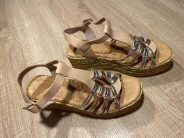 Mustang Sandalette mit Keilabsatz beige Gr. 38