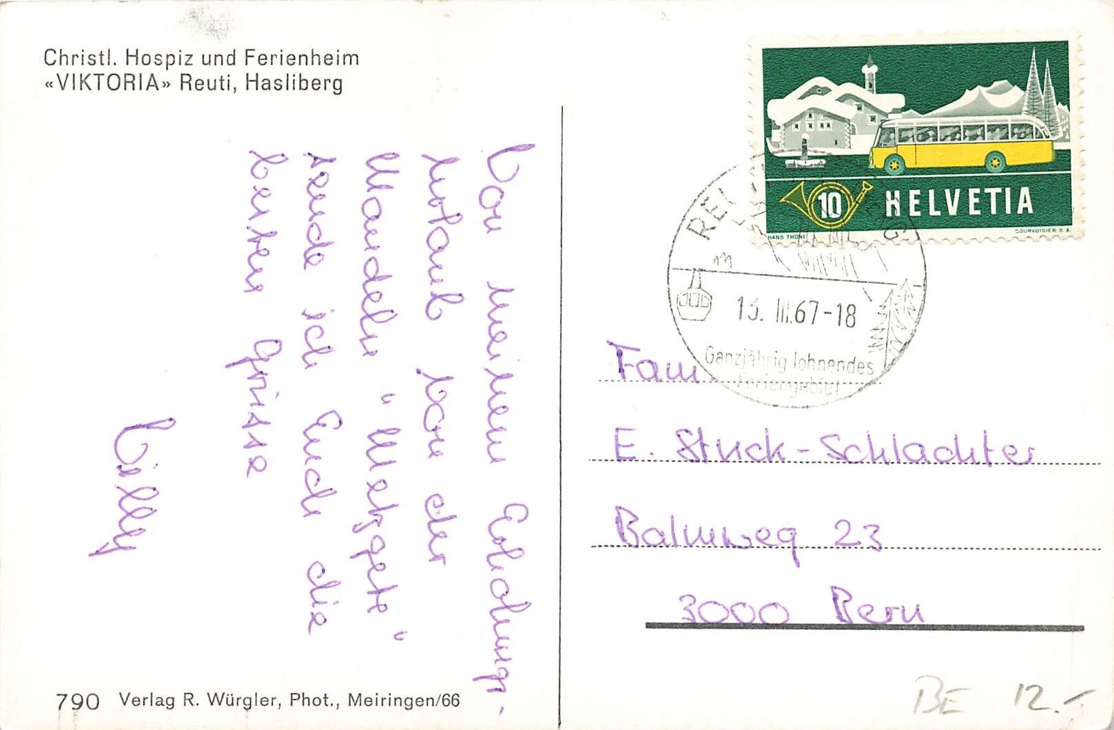 Cartoline postali: Reuti Hasliberg BE Hospiz Viktoria – Usato da Biasca venduto da Blenio71 1