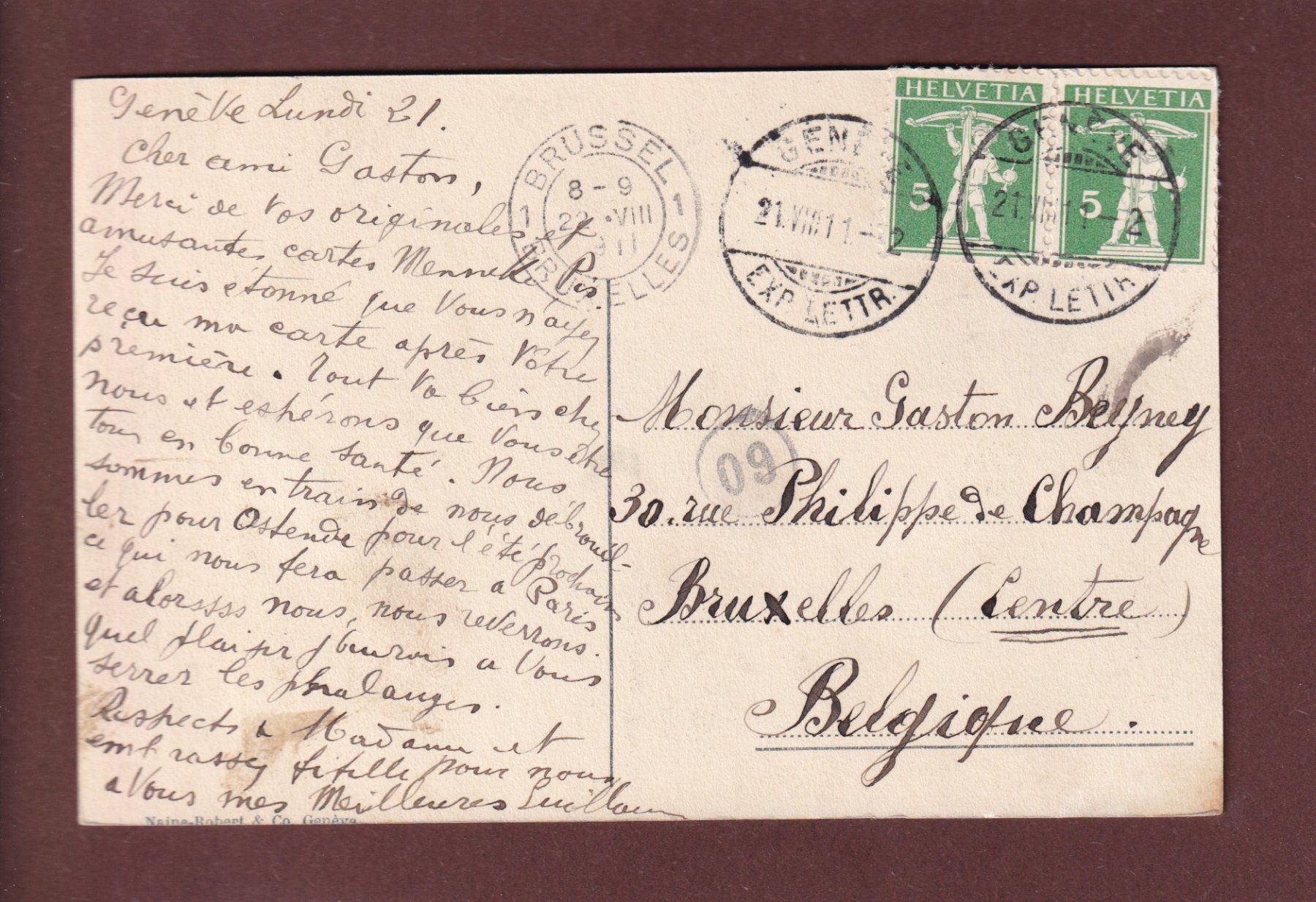 Cartes postales: GENEVE vue de la Jetée - 1911 – D'occasion à Pully par nicecards 1