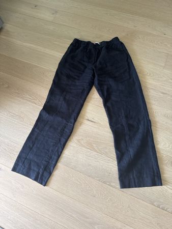 Schwarze Leinen Damen Hose M