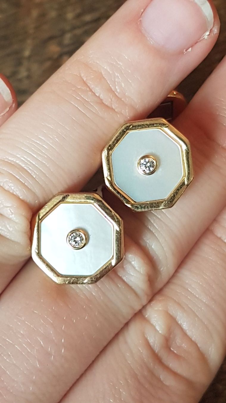 Boutons de manchette: Edle Perlmut Manschettenknöpfe aus 18kt. – Neuf (Voir description) à Unterägeri par Altgoldschmuck 2