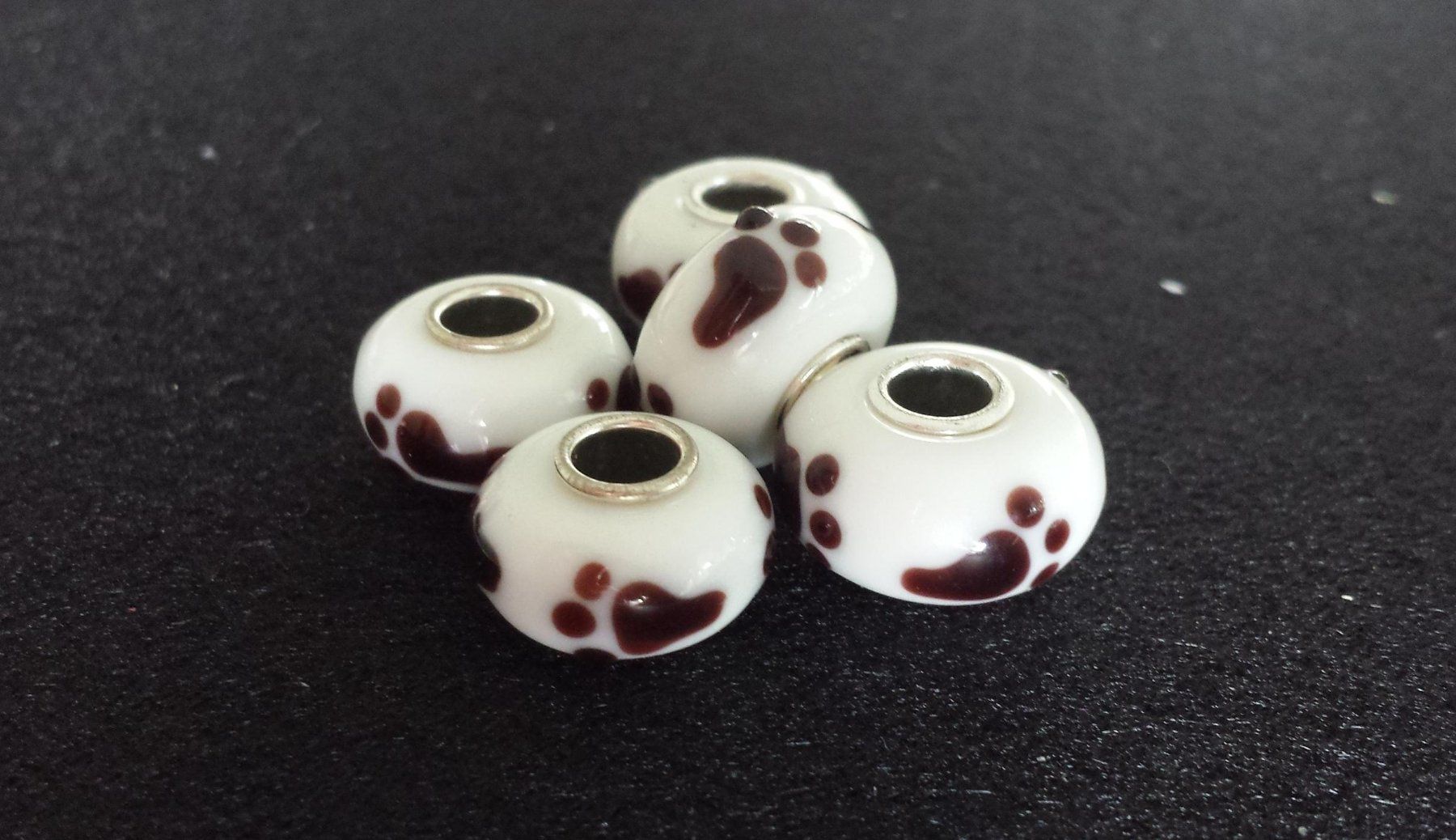 Perle (finte): Lampwork Weisse Glasperle, Glass Bead – Nuovo (secondo la descrizione) da Langenthal venduto da flowersNbirds 2