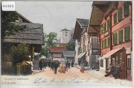 Strasse in Adelboden - animee belebt - Litho