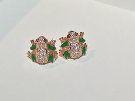 Ohrstecker/Ohrringe "Fröschli", Silber, Rose Gold, neu