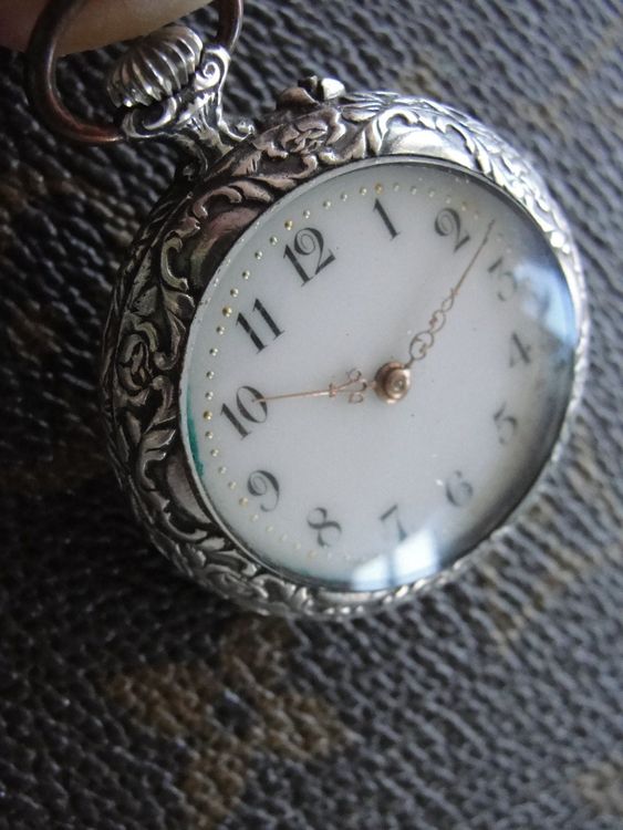 Horloge De Table Ancienne – Boîtier Argent Massif – Remontage Manuel – Ancre