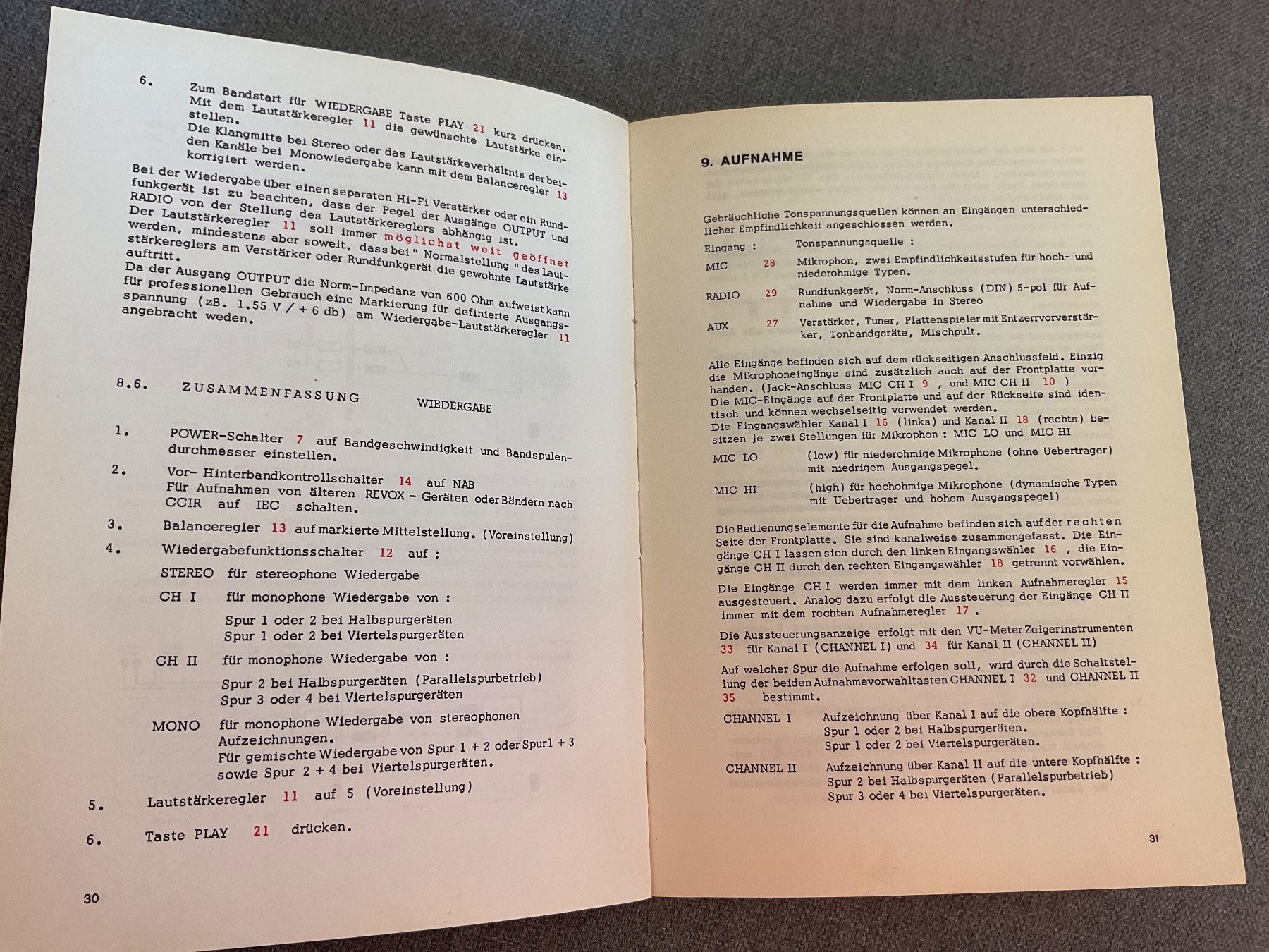 Revox Apparecchi a nastro: Revox A 77 Handbuch – Usato da Langenthal venduto da Kotade 1