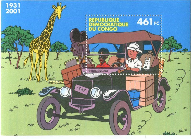 Tutti i francobolli: Block "Tintin". Kongo – Nuovo e nell'imballaggio originale da Basel venduto da Butsch5
