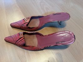 Roberto Cavalli Pink Silk Kitten Heels, Größe 39.5