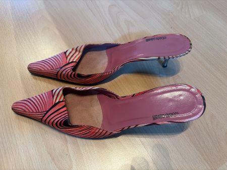 Roberto Cavalli Pink Silk Kitten Heels, Größe 39.5