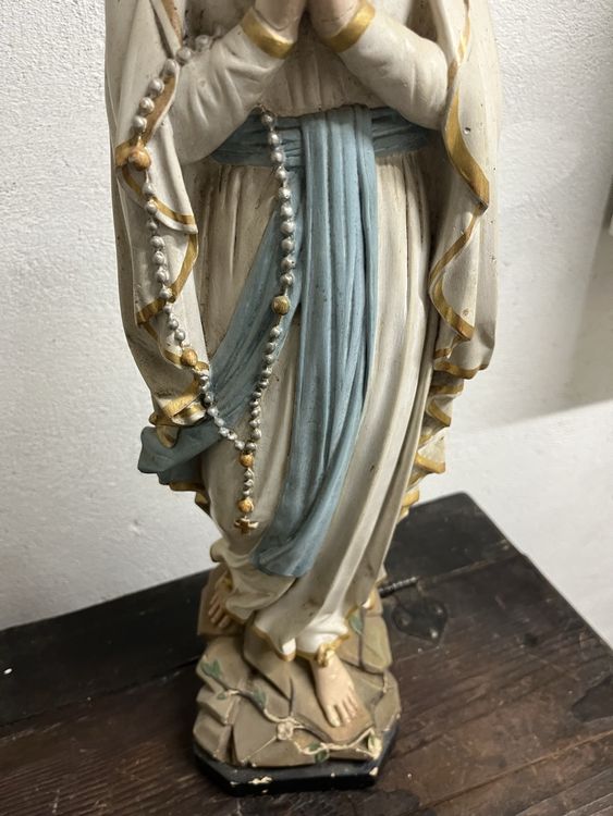 Veilleuse Vierge Marie En Résine - Statue Lumineuse Décorative - Dimensions ~8.5x13.5x8.5 Cm - Pour Chambre, Chevet, Décoration De Noël