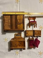 Puppenstube Schlafzimmermöbel, Vintage Holz, antik