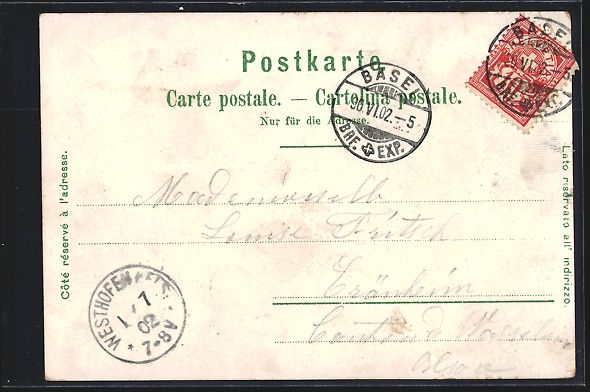 Cartes postales: Litho Basel, Centralbahnhof, Denkmal der – D'occasion à Berlin par bartko-reher 1