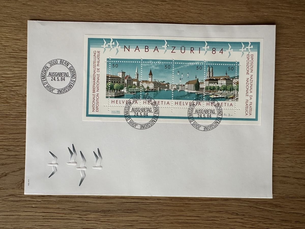 Tutti i francobolli: Schweiz - 1984 NABA Block FDC – Usato da Schmitten / FR venduto da Samsara169