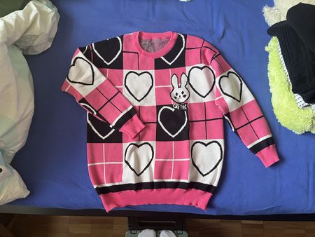 Hasen Pulli Pink/Schwarz, Harajuku, Süss, Kawaii