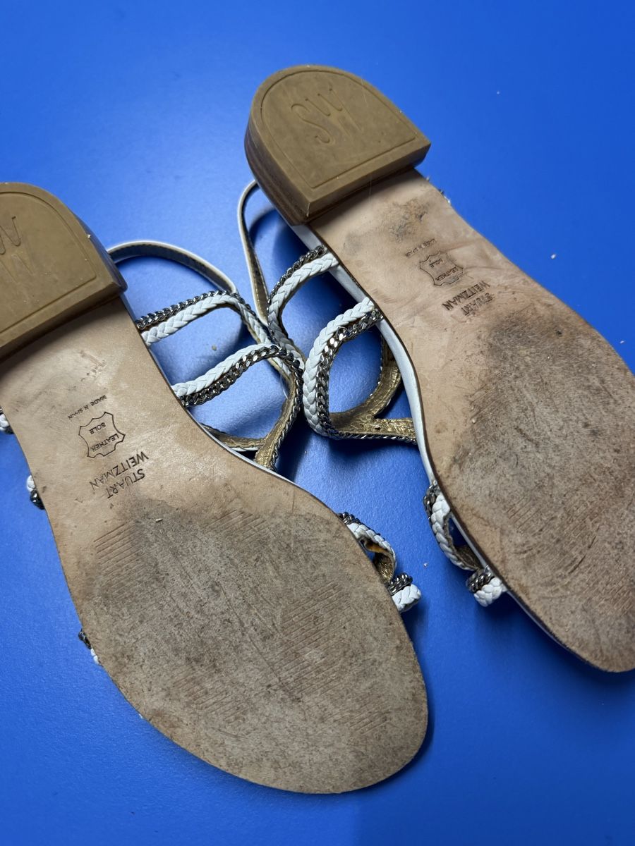 Stuart Weitzman Scarpe da donna: Stuart Weitzman White Leather Sandals – Usato da Herrliberg venduto da Tubalp 3