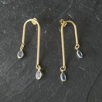 Boucles d'oreilles dorées avec cabochons en verre violet