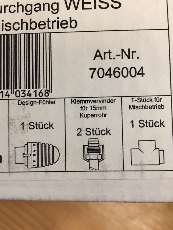 Thermostat Set Durchgang 1/2" weiss-402 4