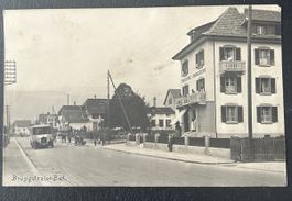 Fotokarte Biel Brüggstrasse mit Postauto 