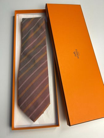 Hermes gestreifte Taft Krawatte