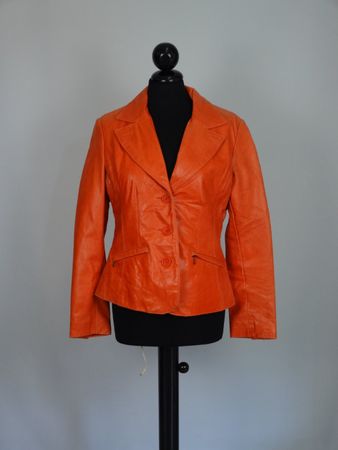 Vintage Orange Genuine Leather Blazer Jacket