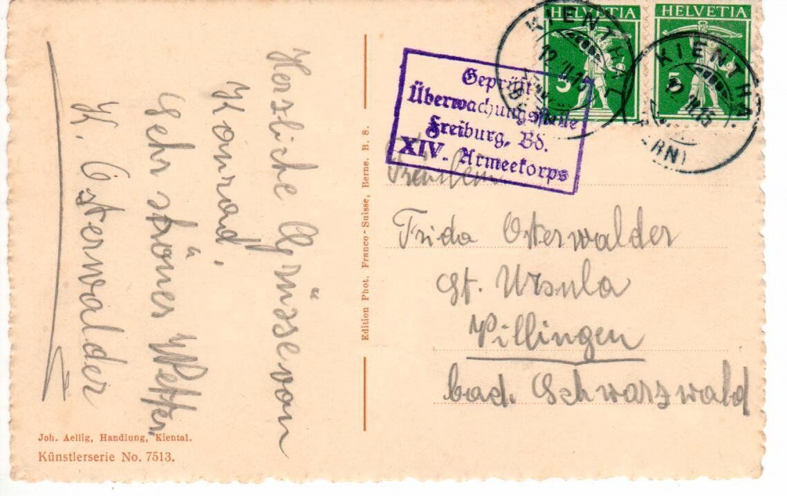 Cartes postales: Kiental  1915 - Zensur – D'occasion à Wolhusen par Curver9 1