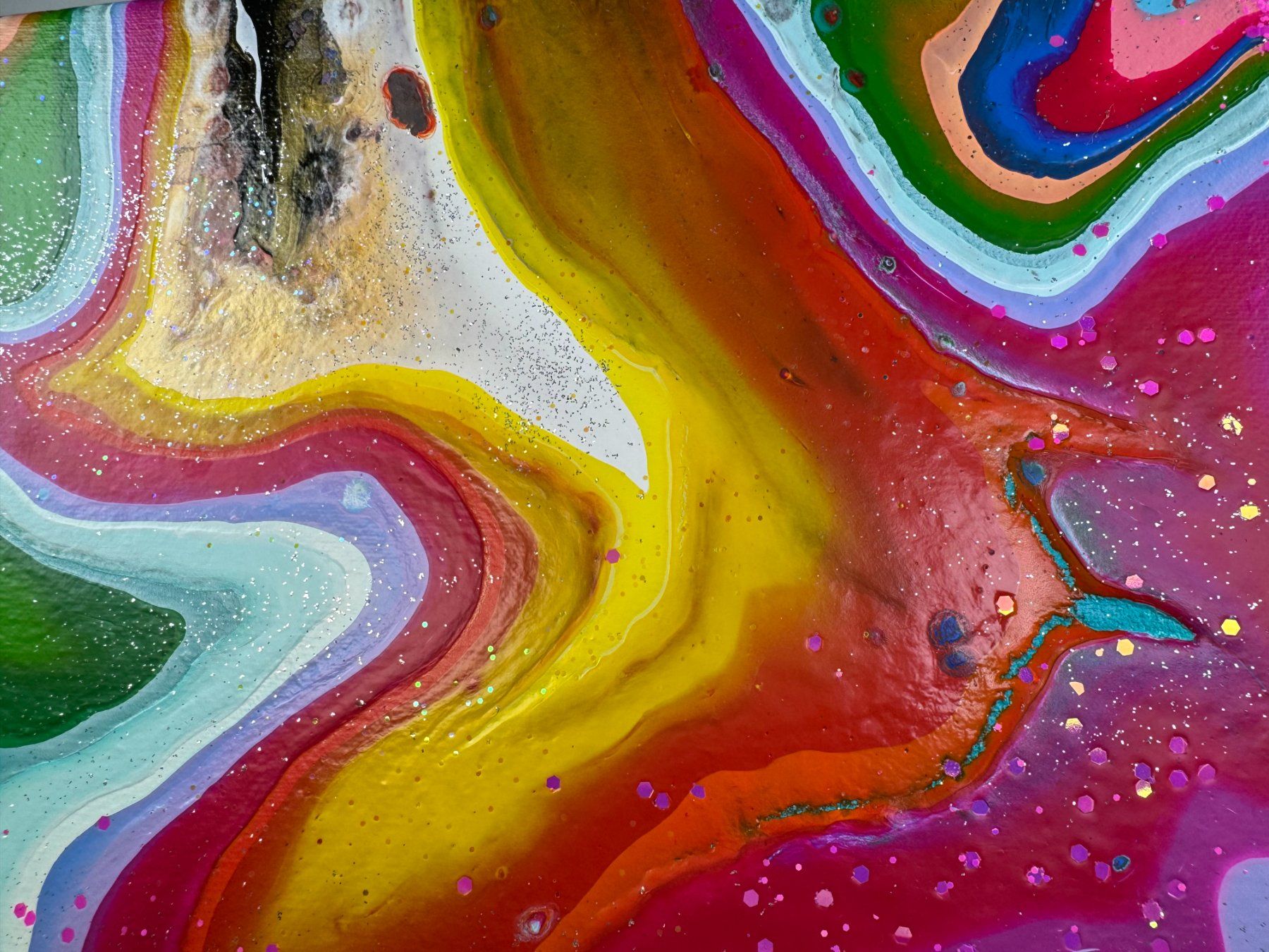 Gemälde: Acryl-Flüssigkeitsmalerei, rechteckig – Gebraucht aus Schlieren von MayaSheng1983 1