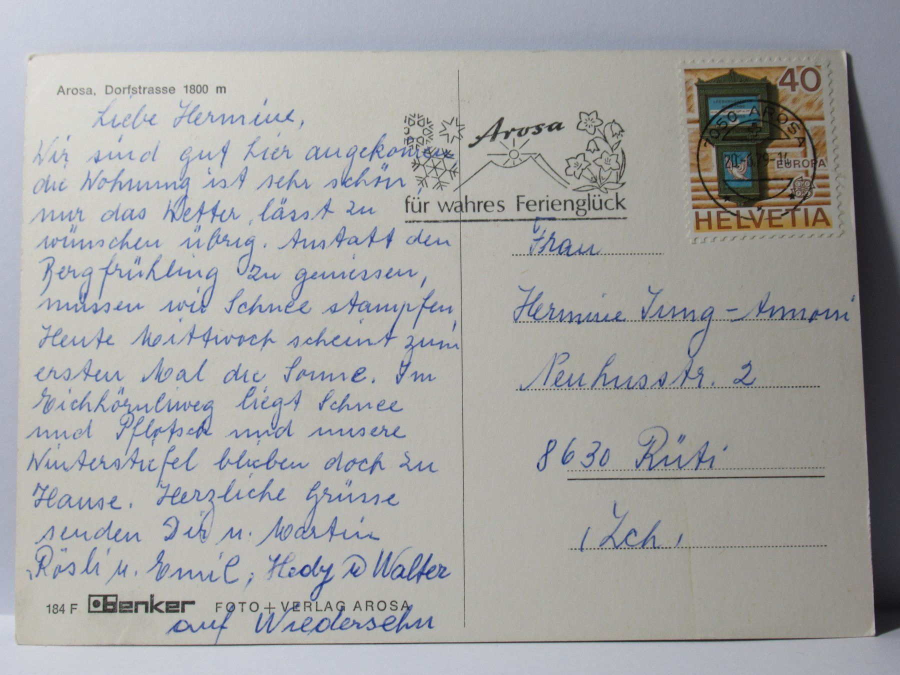 Cartoline postali: Arosa , Dorfstrasse 1979 – Usato da Grenchen venduto da Bluemchen1900 1