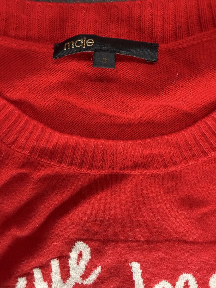 Maje Maglioni & Felpe: MAJE Strickpullover, Grösse 3, Rot mit Schriftzug ! – Nuovo (secondo la descrizione) da Chur venduto da simhofstr 1