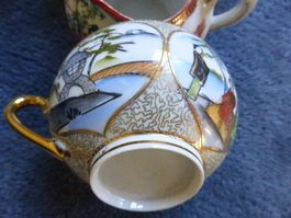Antikes Tee-Service,Japan,13 Teilig,handbemalt, Gold 18 !