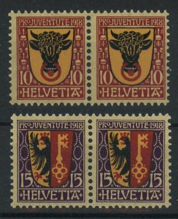 Tutti i francobolli: 1918, Pro Juventute, Paar ** – Usato da Willisau venduto da Vollstempel