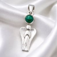Engel Jade Anhänger Silber 925 Schutzengel Chalzedon Grün