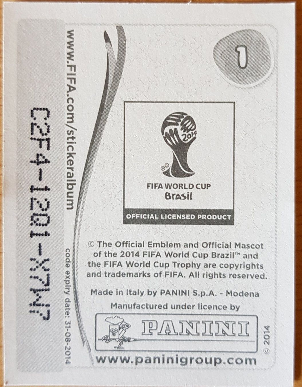 Panini Sammelbilder & Trading cards: WM BRASIL 2014 DIE NR. 1 – Gebraucht aus Koppigen von Jsimsala 1