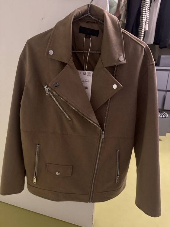Veste Moto Gianni Bini En Simili Daim Khaki - Neuve Avec étiquettes, Taille XS