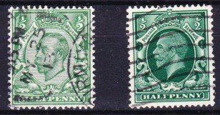 Tutti i francobolli: 2 timbres différents Angleterre - Roi Georges V - 1911 Obl. – Usato da Blonay venduto da Leglaude_01