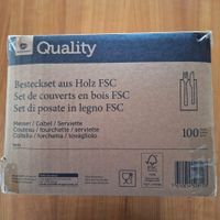 Paquet de 100 sets de couverts en bois FSC 3 en 1