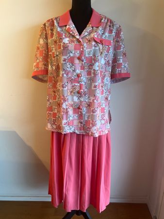 Vintage Sommer Set, Bluse und Rock, Gr. 44, ink. Gürtel