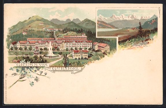 Cartoline postali: Litho Riggisberg, Ortspartie, Gurnigel – Usato da Berlin venduto da bartko-reher
