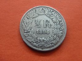 Top Silber 1/2 Fr. 1894  -  Ungereinigt  -